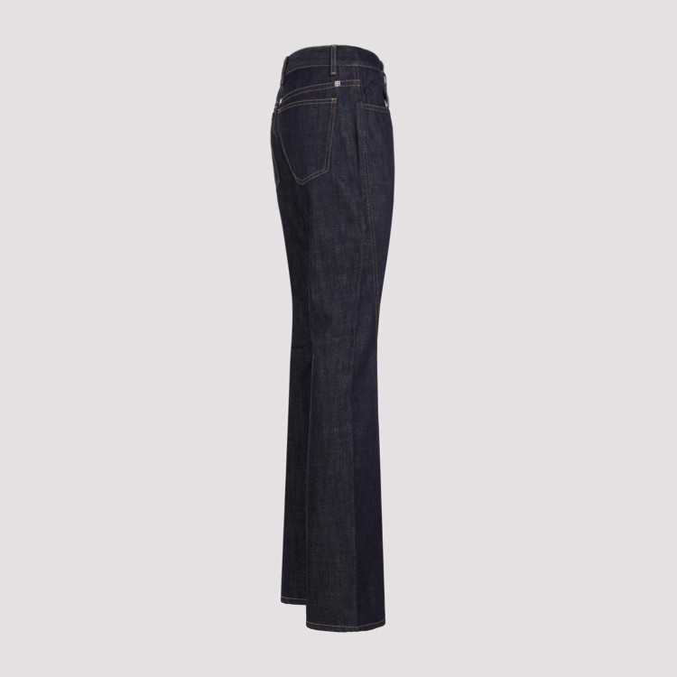 Shop Givenchy Indigo Blue Cotton Front Split Boot Cut Trousers In Black