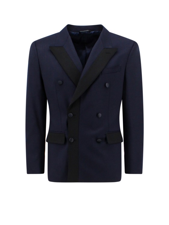 Dolce & Gabbana Double-breasted Blazer With Contrasting Inserts In Blue