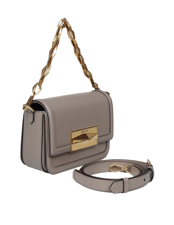 Shop Jimmy Choo Taupe Leather Crossbody Bag In Grey