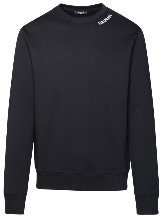 Shop Balmain Neck Logo Sweatshirt In Black