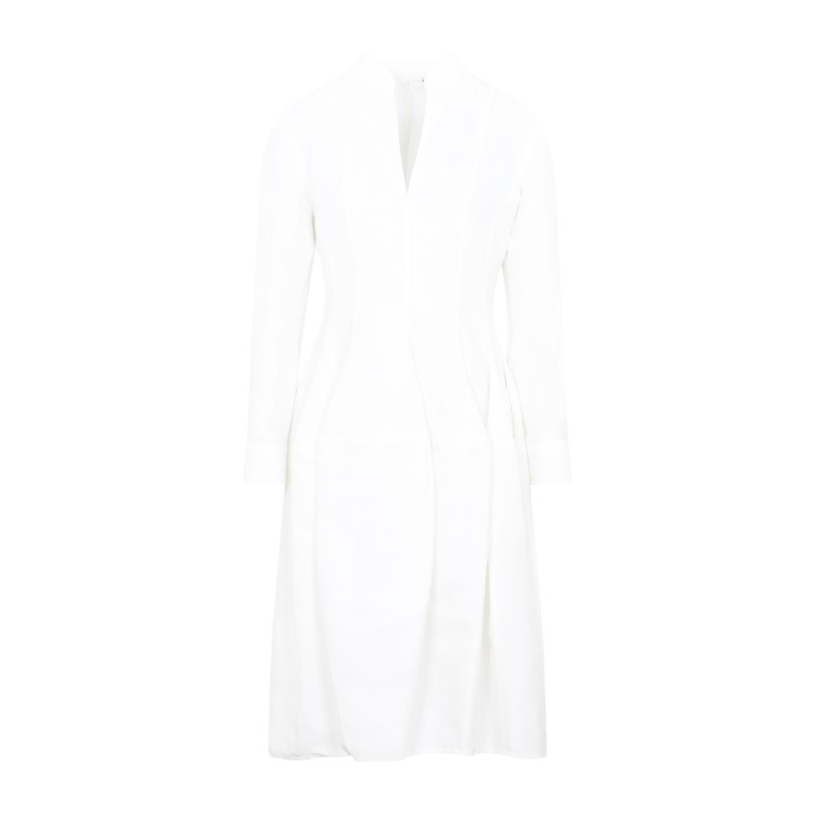 Shop Bottega Veneta White Cotton Shirt Dress With Long Sleeves