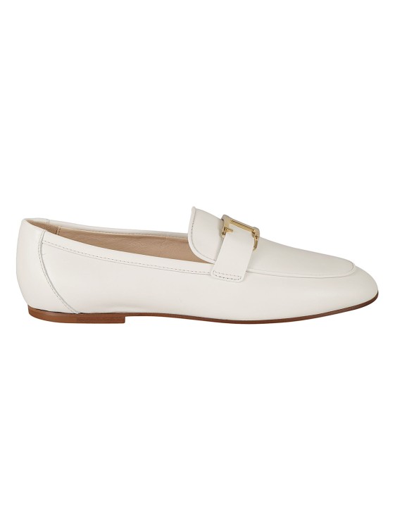 Shop Tod's T-logo Leather Loafers In White