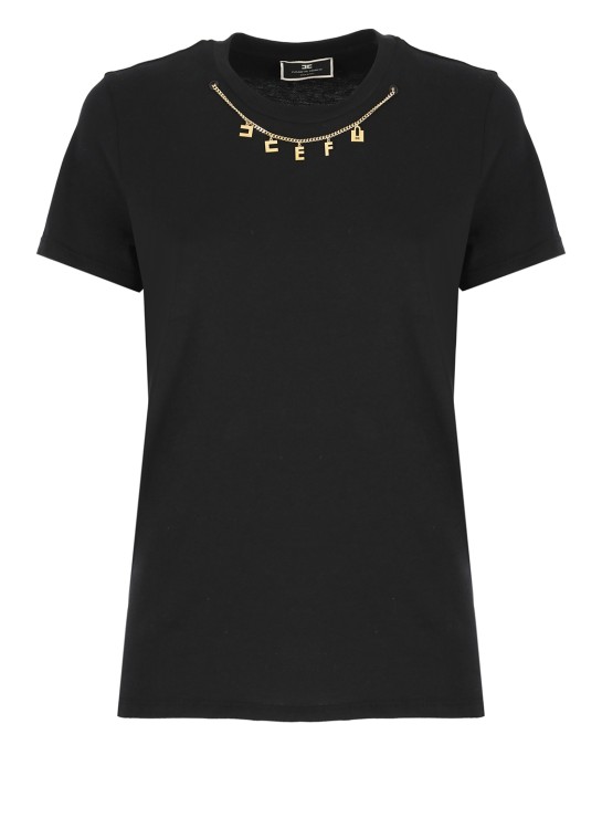 Shop Elisabetta Franchi T-shirt With Charms In Black