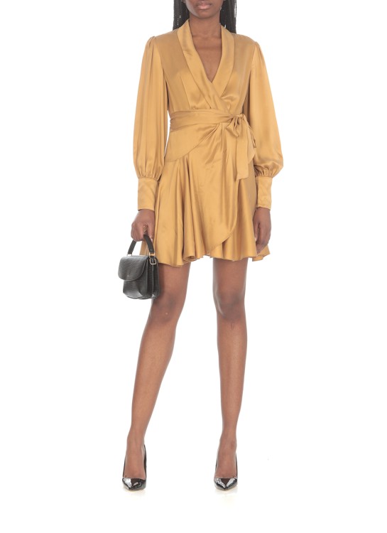 Shop Zimmermann Silk Dress In Brown