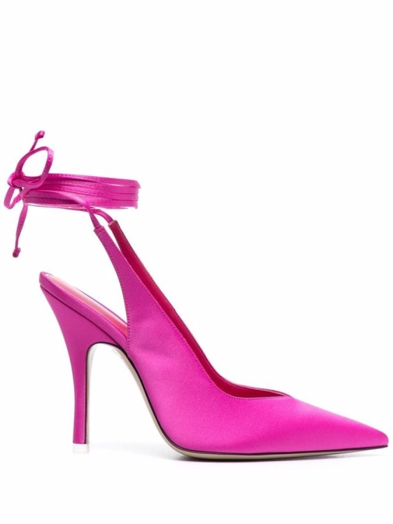 Attico Venus 105mm Satin Slingback Pumps In Pink