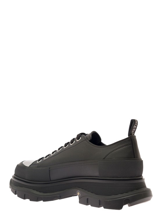 Shop Alexander Mcqueen Trade Slick' Black Sneakers With Oversized Platform And Metallic Toe In Leather