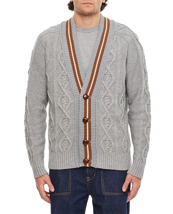 Backside Club Cable Knit Cardigan Jumper In Grey