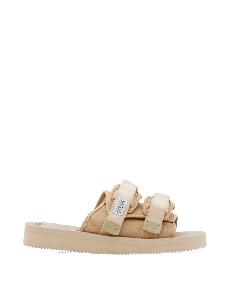 Suicoke Stitched Touch-strap Slides In Neutrals