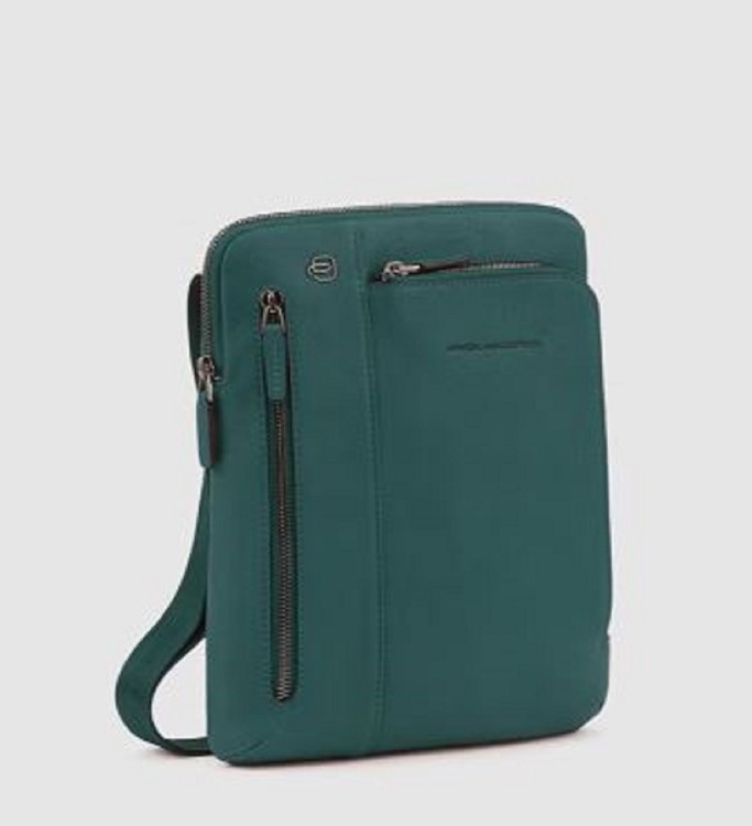 Shop Piquadro Green Leather Shoulder Bag