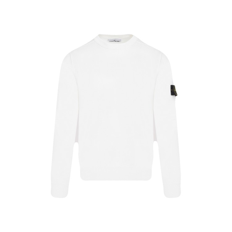 Shop Stone Island White Cotton Sweater