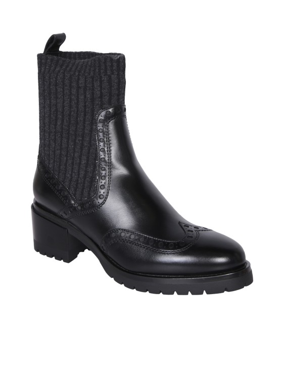 Shop Santoni Ankle Boot With Sock Detail In Black
