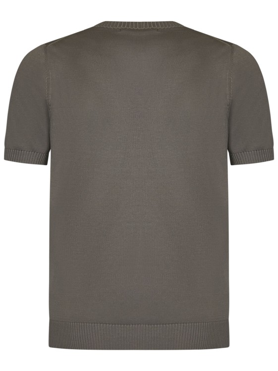 Shop Malo Khaki Short-sleeved Knit Pullover In Green