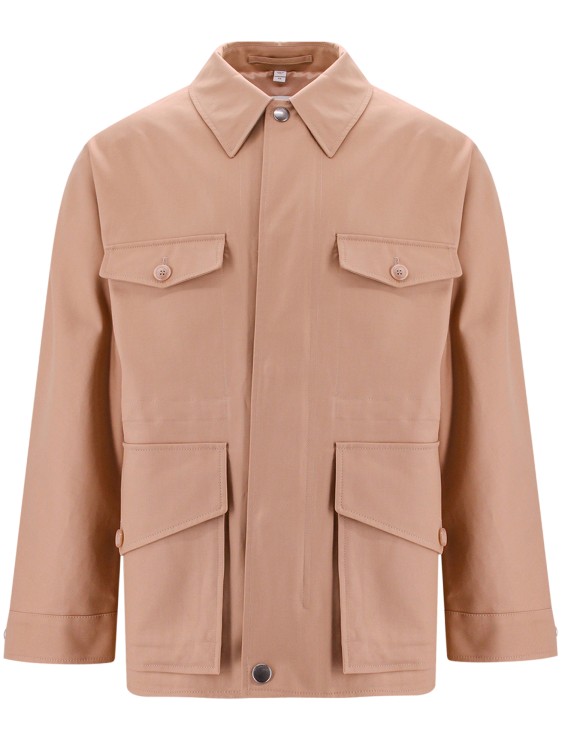 Shop Burberry Logoed Buttons Cotton Jacket In Neutrals