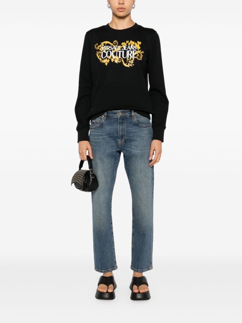 Versace Jeans Couture 范思哲牛仔裤时装运动衫带徽标 In Black