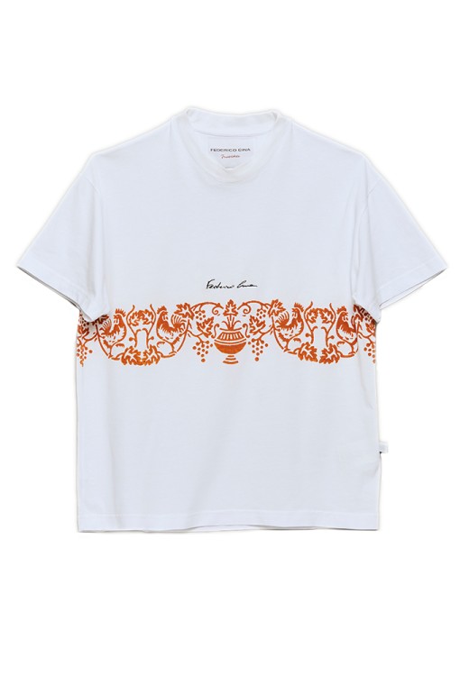 Federico Cina La Sangiovese T-shirt. Print: La Tradizionale In White