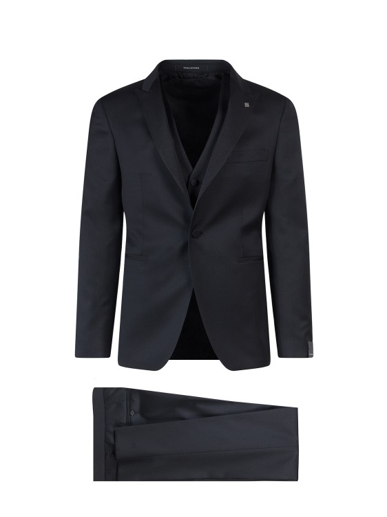 Tagliatore Virgin Wool Tuxedo With Vest In Black