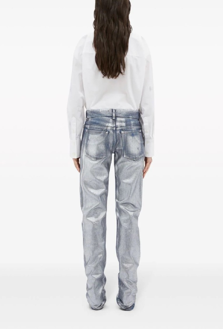Msgm Straight-leg Trousers With Finish In Blue