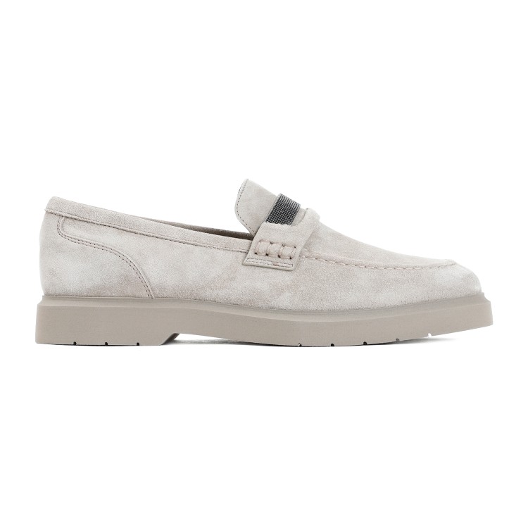 Shop Brunello Cucinelli Ice Suede Loafers In Grey