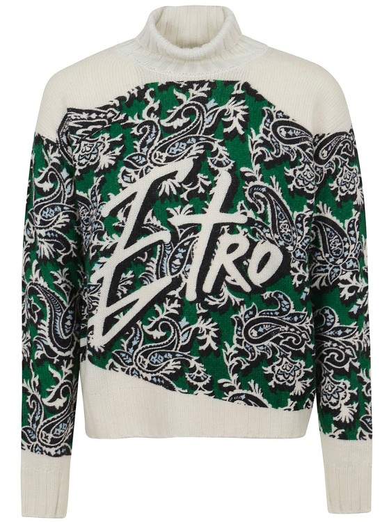 Shop Etro Ribbed Turtleneck Knit Sweater In Green