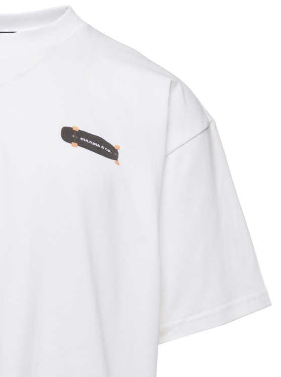 Shop Cultura White Crewneck T-shirt With Skate Logo Print In Jersey