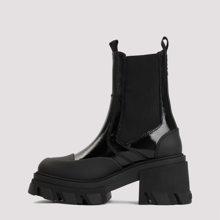Shop Ganni Black Leather Chelsea Boots