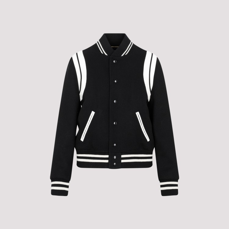 Shop Saint Laurent Black Wool Teddy Jacket