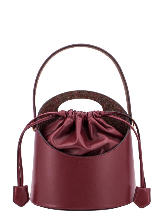Etro Leather Bucket Bag With Paisley Detail In Burgundy