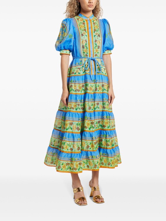 Shop Alemais Linda Floral-print Blue Midi Dress In Multicolor