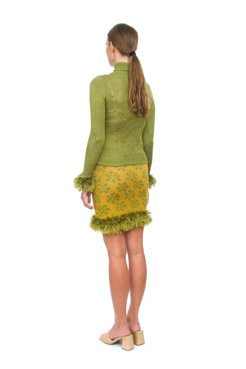 Shop Andreeva Green Knit Turtleneck With Handmade Knit Details