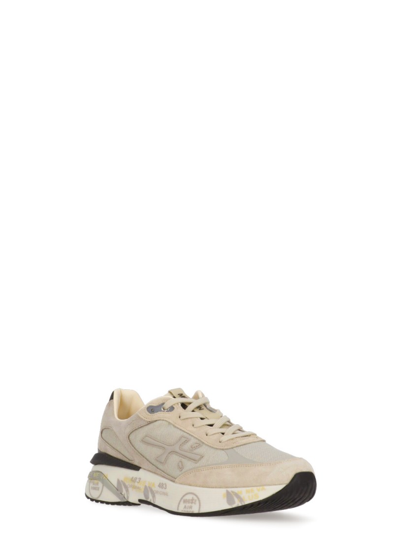 Shop Premiata Beige Round Toe Sneakers In Neutrals