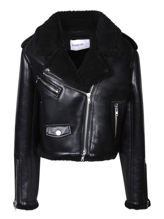 Stand Studio Grained Faux Leather Jacket In Black