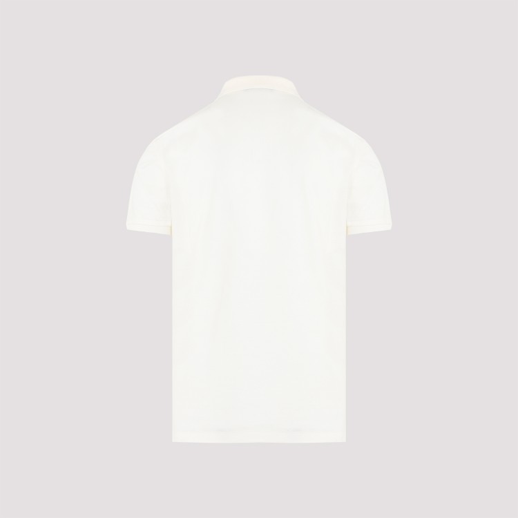 Shop Ralph Lauren Purple Label Short Sleeve Cream Cotton Polo In White
