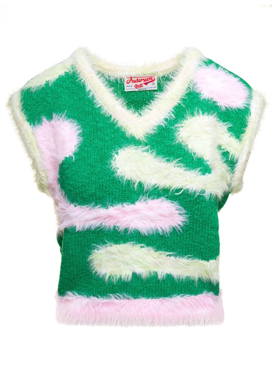 Andersson Bell V-neck Brushed Knitted Vest In White