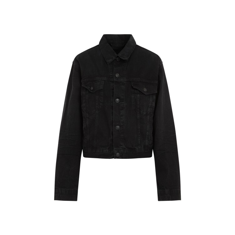 Balenciaga Denim Jacket With Chest And Lateral Pockets In Black