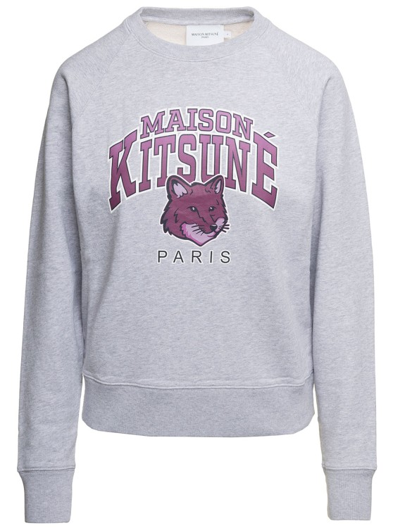 Maison Kitsuné Campus Fox Print Sweatshirt In Grey