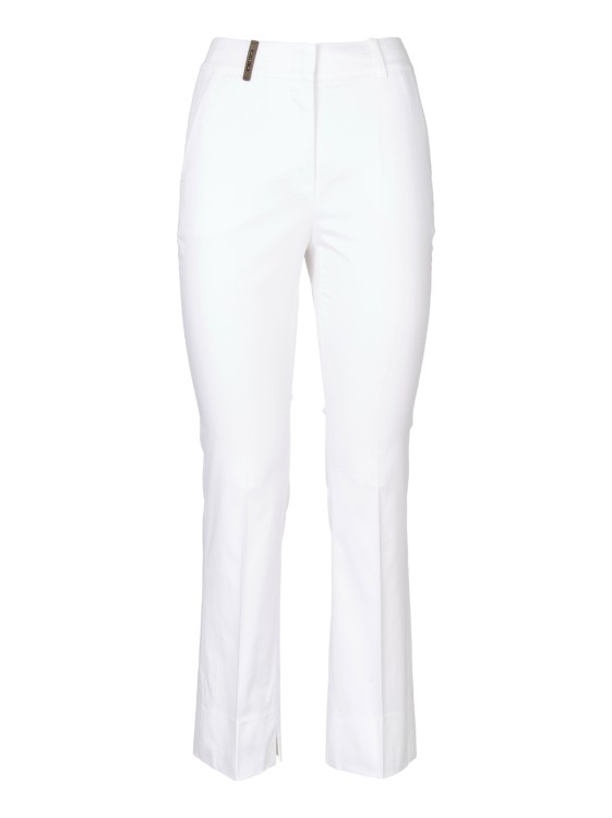 Shop Peserico White Leg Trousers With Flared Bottom