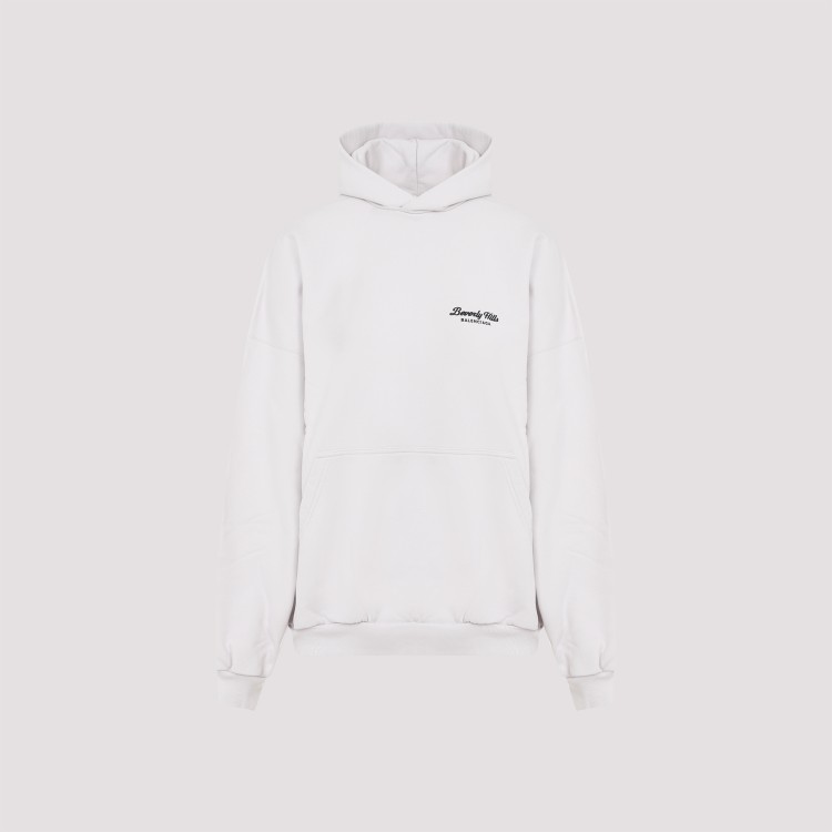 Balenciaga Off White Cotton Large Fit Hoodie In White