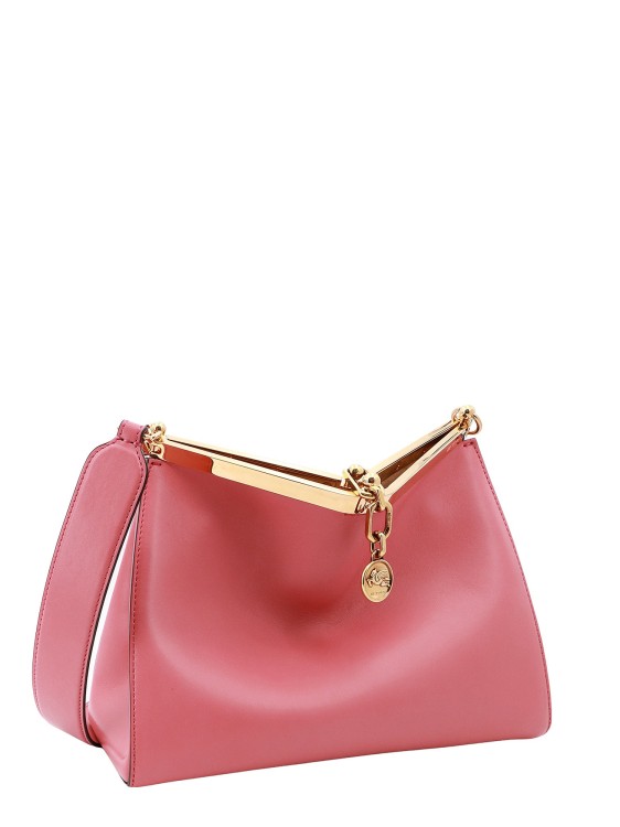 Shop Etro Leather Shoulder Bag With Pegaso Charm In Pink