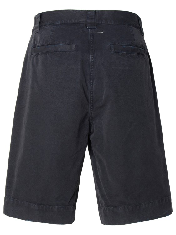 Shop Mm6 Maison Margiela Navy Cotton Bermuda Shorts In Black