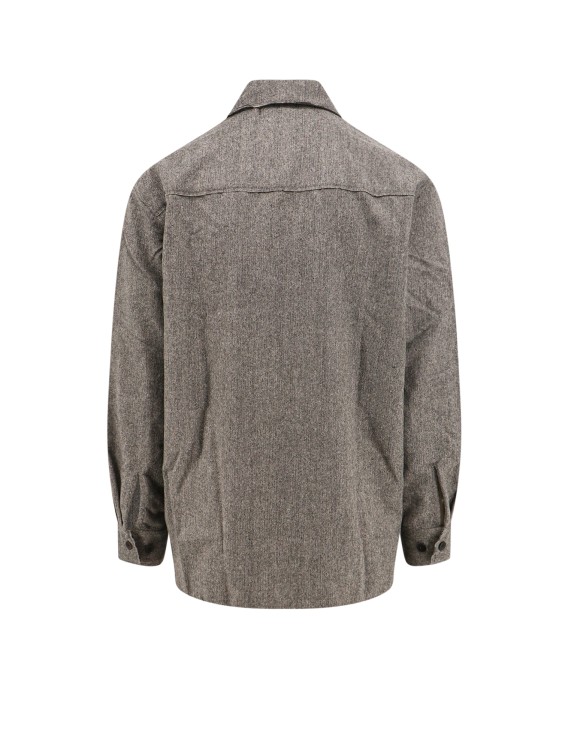 Shop Etudes Studio Virgin Wool Shirt With Logoed Metal Detail In Grey