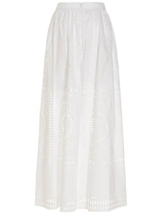 Shop Alberta Ferretti Long Pierced Skirt In White