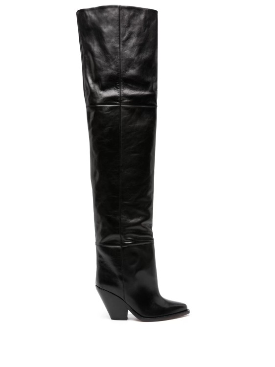 Isabel Marant 88mm Pointed-toe Leather Knee Boots In Black