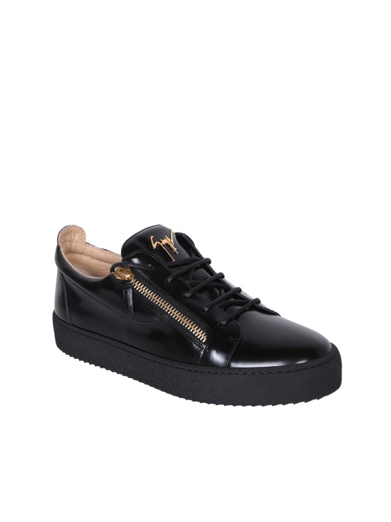 Shop Giuseppe Zanotti Glossy Leather Sneakers In Black