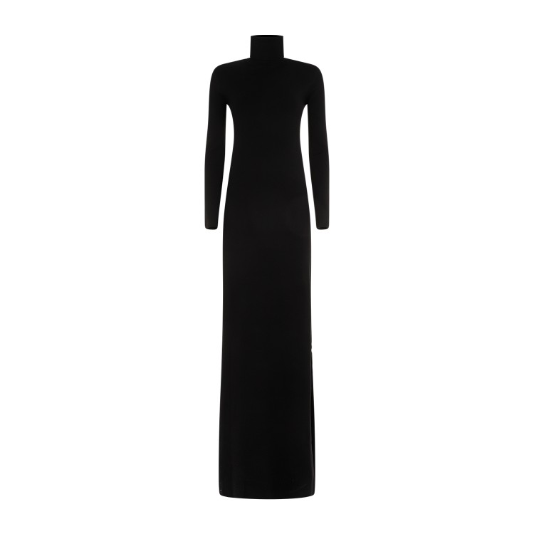 Shop Saint Laurent Black Wool Long Dress