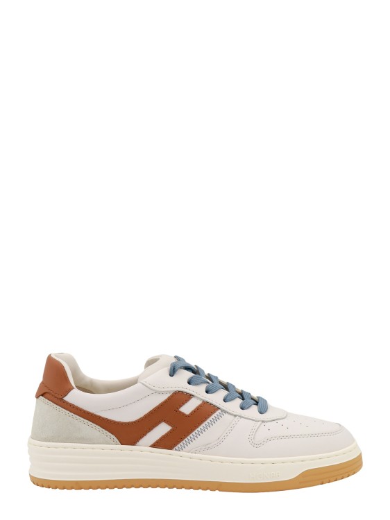 Shop Hogan Leather Sneakers With Contrasting Monogram In White