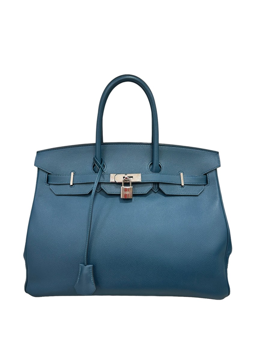 Hermes Birkin Handbag Bleu de Galice Togo With Gold Hardware 35 at