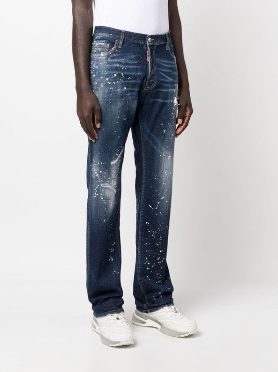 Shop Dsquared2 Twimphony Paint-splatter Straight-leg Denim Jeans In Black