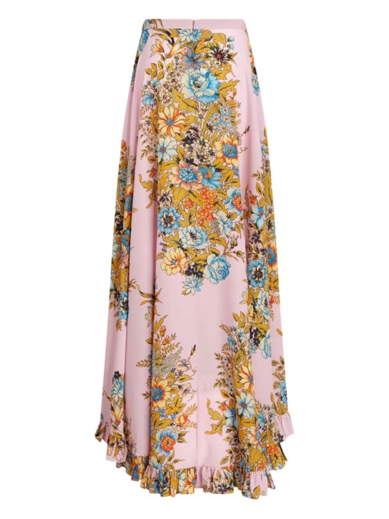 Shop Etro Pink Floral-print Maxi Skirt