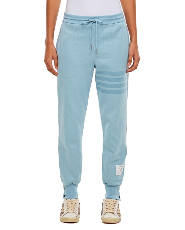 Shop Thom Browne Sweatpants In Double Face Knit In Blue