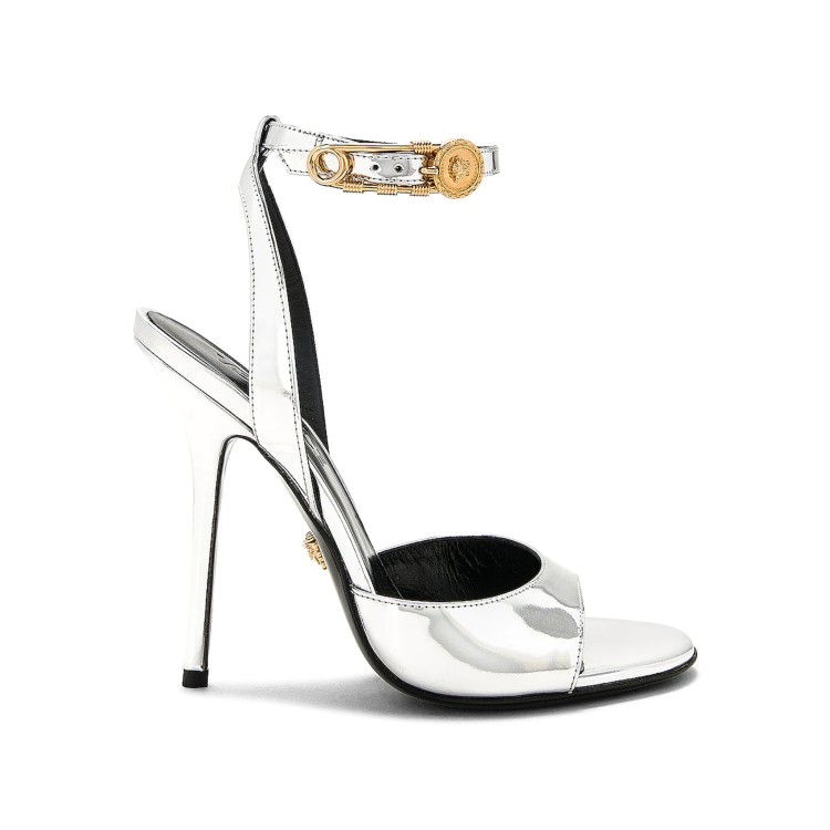 Shop Versace Patent Leather Sandals In White